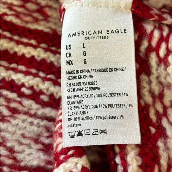 American Eagle Fair Isle Sweater Crew Neck  Red & White Knit Bonus dog sweater - Picture 7 of 13